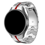 Strap-it® Samsung Galaxy Watch 4 44mm Stahl-eisen Armband (Silber/Rot) Strap-it® Samsung Galaxy Watch 4 44mm Stahl-eisen Armband (Silber/Rot)