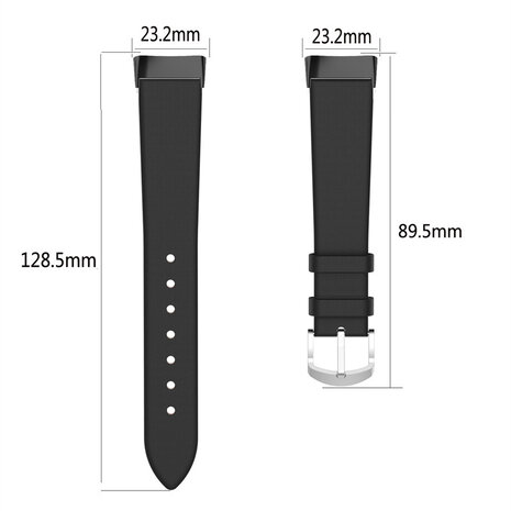 Fitbit Charge 6 Leder Armband (Schwarz) 