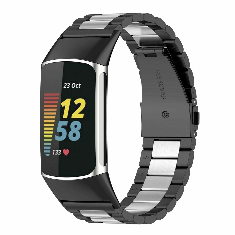 Strap-it® Strap-it Fitbit Charge 6 Stahlarmband (Schwarz/Silber) Strap-it® Strap-it Fitbit Charge 6 Stahlarmband (Schwarz/Silber)