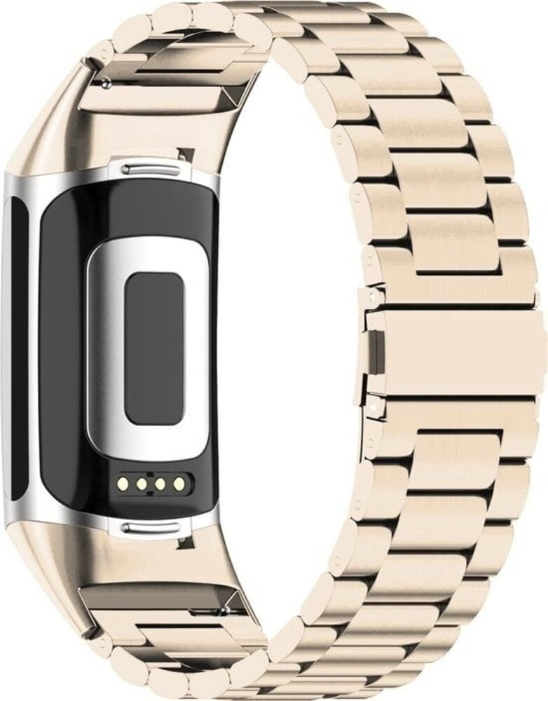Strap-it® Strap-it Fitbit Charge 6 Stahlband (Champagner)