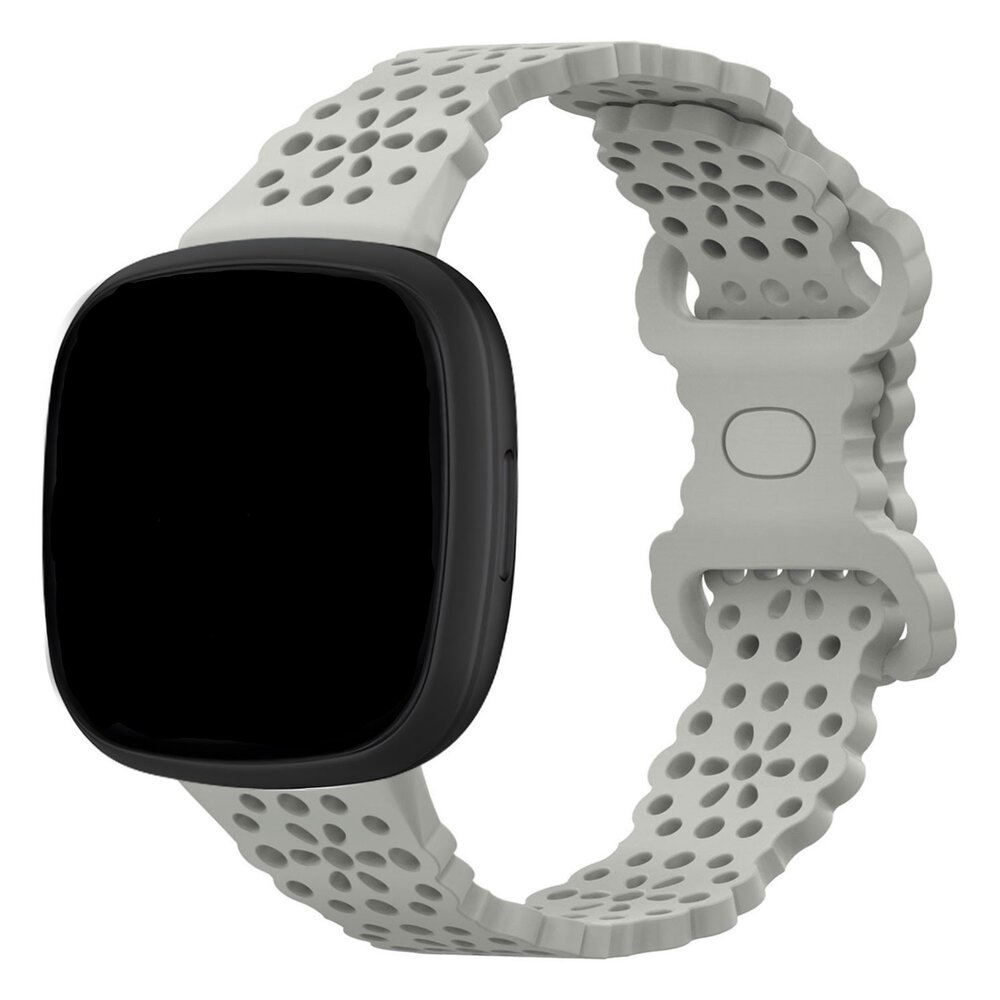 Strap-it® Strap-it Fitbit Sense 2 Gemustertes Silikon Armband (Grau)