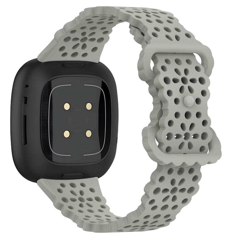 Strap-it® Strap-it Fitbit Sense 2 Gemustertes Silikon Armband (Grau)