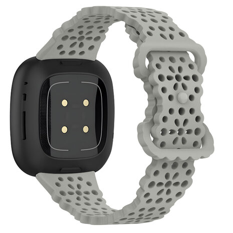 Strap-it® Strap-it Fitbit Sense 2 Gemustertes Silikon Armband (Grau)