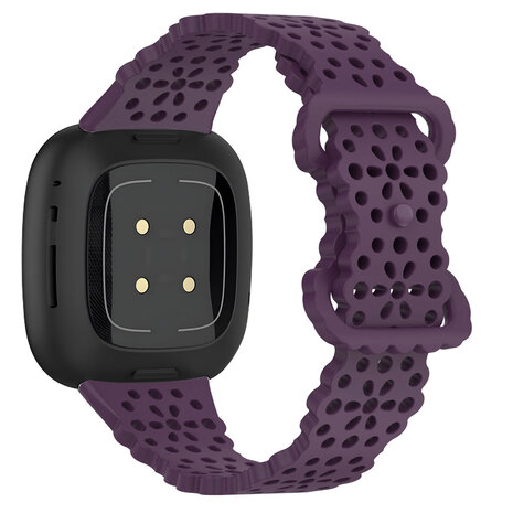Strap-it® Strap-it Fitbit Sense 2 Gemustertes Silikon Armband (Lila)
