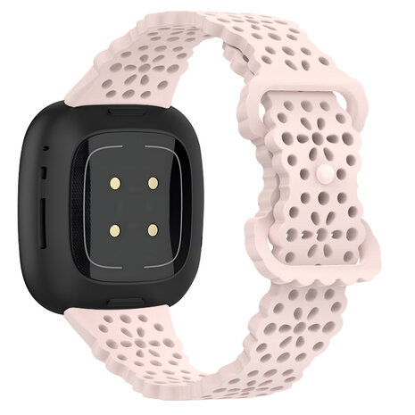 Strap-it® Strap-it Fitbit Sense 2 Gemustertes Silikon Armband (Rosa)