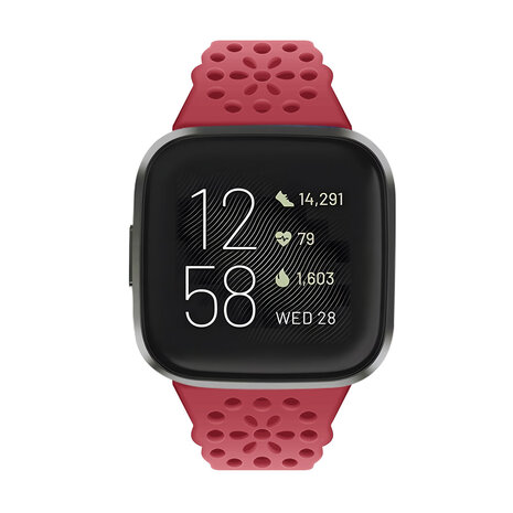 Strap-it® Strap-it Fitbit Sense 2 Gemustertes Silikon Armband (Rot) Strap-it® Strap-it Fitbit Sense 2 Gemustertes Silikon Armband (Rot)