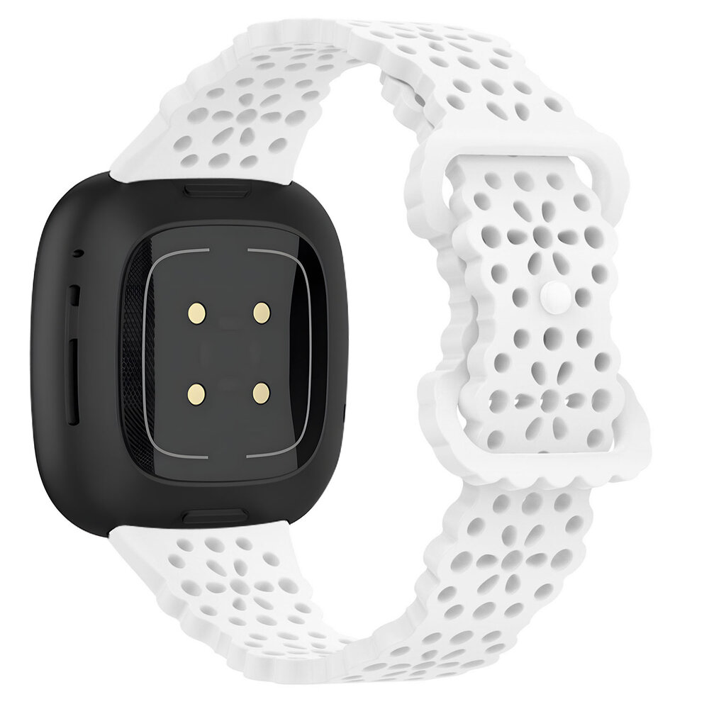 Strap-it® Strap-it Fitbit Sense 2 Gemustertes Silikon Armband (Weiß)