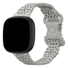 Strap-it® Strap-it Fitbit Versa 4 Gemustertes Silikon Armband (Grau)