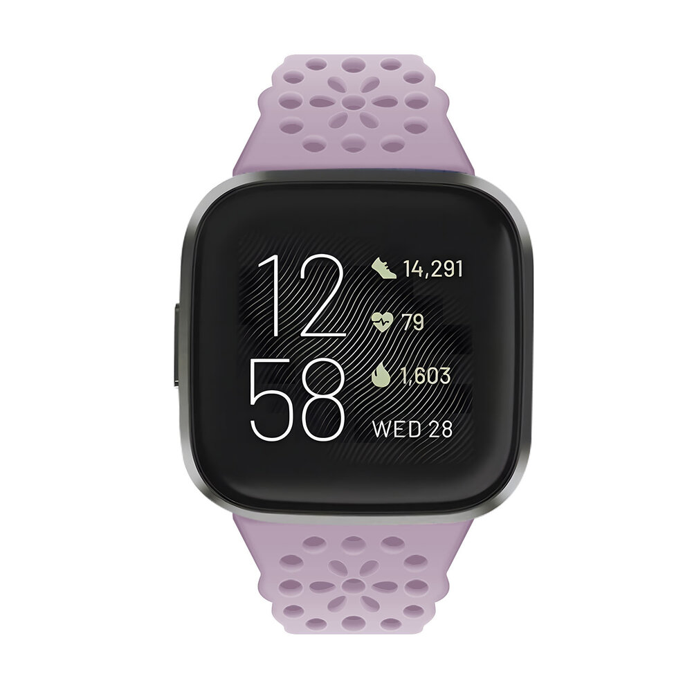 Strap-it® Strap-it Fitbit Versa 4 Gemustertes Silikon Armband (Helllila) Strap-it® Strap-it Fitbit Versa 4 Gemustertes Silikon Armband (Helllila)