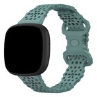 Strap-it® Strap-it Fitbit Versa 4 Gemustertes Silikon Armband (Grün)
