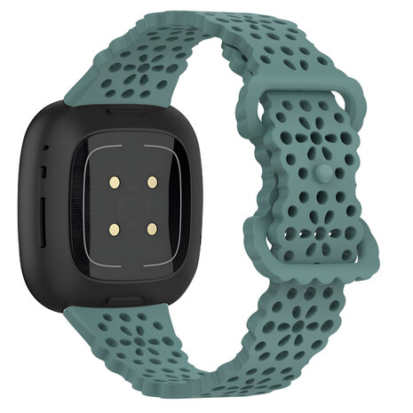 Strap-it® Strap-it Fitbit Versa 4 Gemustertes Silikon Armband (Grün)