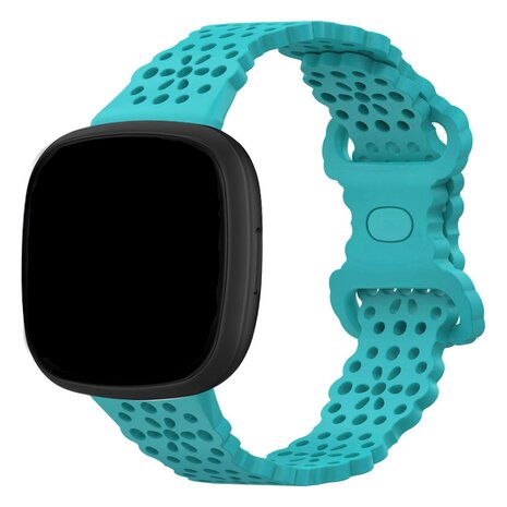 Strap-it® Strap-it Fitbit Versa 4 Gemustertes Silikon Armband (Aqua)