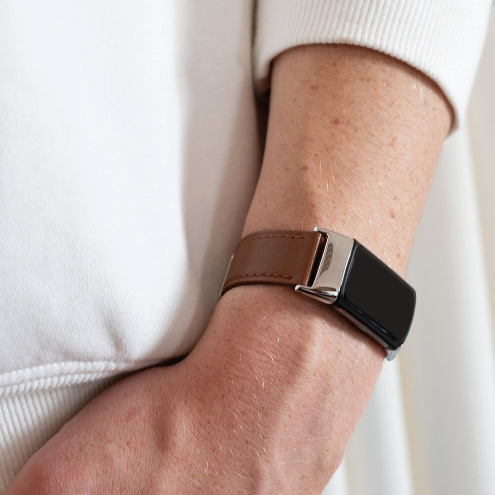 Fitbit Charge 6 Leder Armband (Braun) 