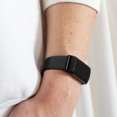 Fitbit Charge 6 Leder Armband (Schwarz) 