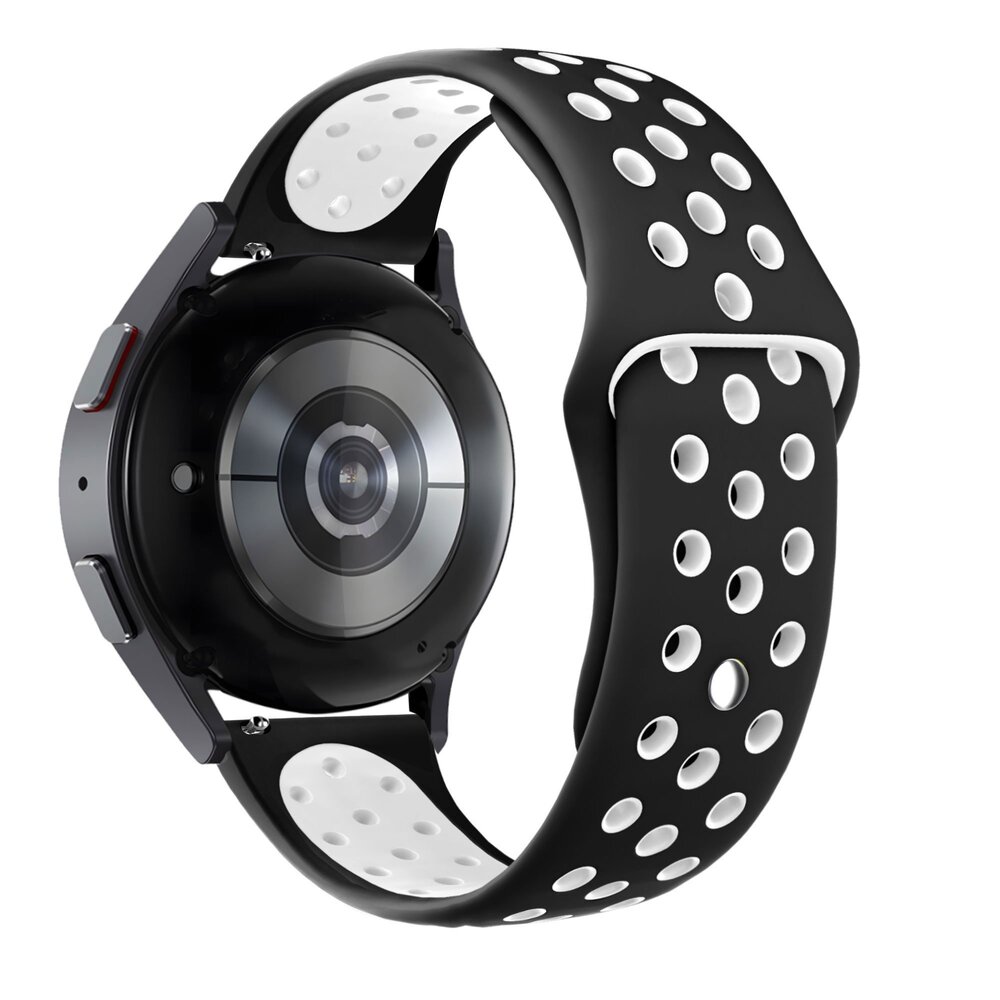 Bandz Bandz Samsung Galaxy Watch 4 Classic 46mm Sport Armband 'Deluxe' (Schwarz/Weiß)