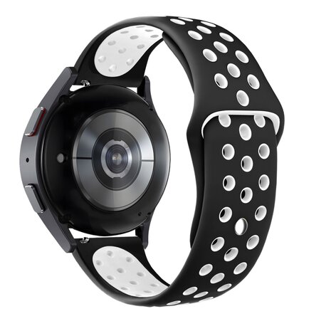 Bandz Bandz Samsung Galaxy Watch 4 Classic 46mm Sport Armband 'Deluxe' (Schwarz/Weiß)