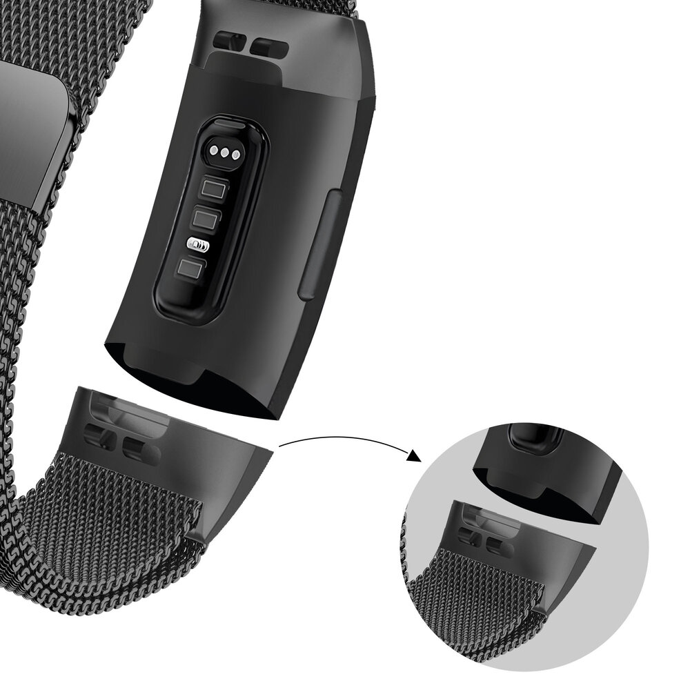 Bandz Bandz Fitbit Charge 3 Milanese Loop Armband (Schwarz) Bandz Bandz Fitbit Charge 3 Milanese Loop Armband (Schwarz)