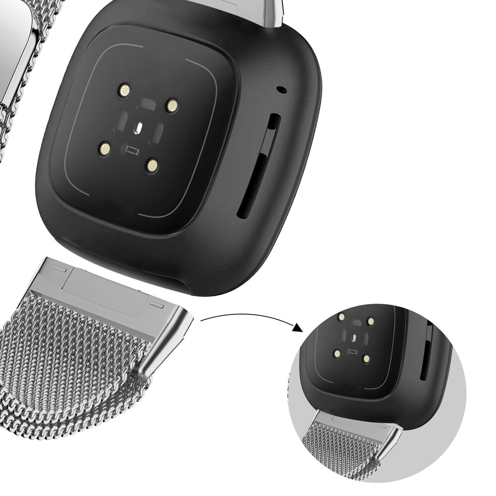 Bandz Bandz Fitbit Versa 3 Milanese Loop Armband (Silber) Bandz Bandz Fitbit Versa 3 Milanese Loop Armband (Silber)