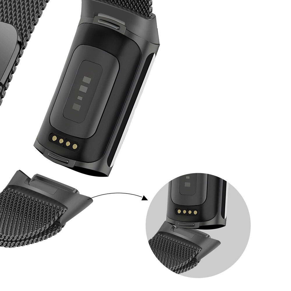 Bandz Bandz Fitbit Charge 5 Milanese Loop Armband (Schwarz) Bandz Bandz Fitbit Charge 5 Milanese Loop Armband (Schwarz)