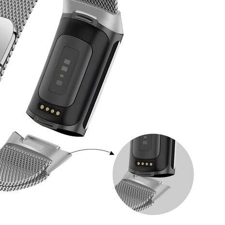 Bandz Bandz Fitbit Charge 6 Milanese Loop Armband (Silber) Bandz Bandz Fitbit Charge 6 Milanese Loop Armband (Silber)