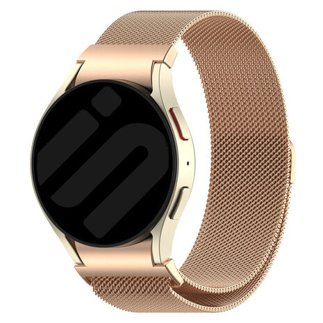 Strap-it® Strap-it Samsung Galaxy Watch 4 Classic 46mm 'One push' Milanese Armband (Rosegold)