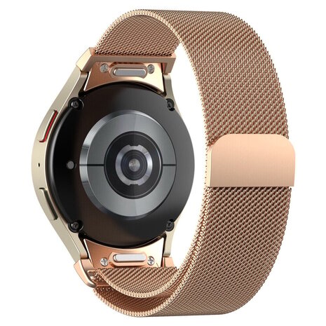 Strap-it® Strap-it Samsung Galaxy Watch 4 Classic 46mm 'One push' Milanese Armband (Rosegold)