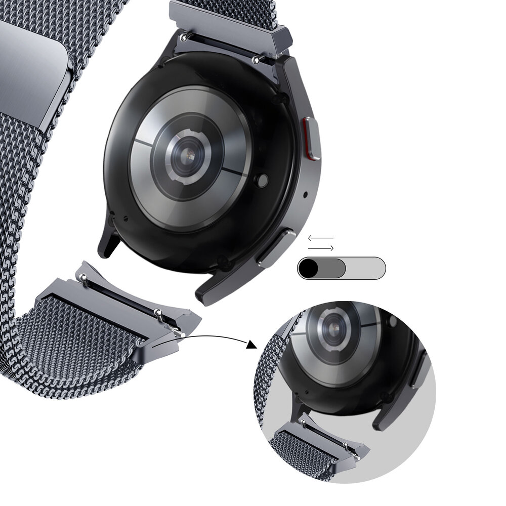 Bandz Bandz Samsung Galaxy Watch 5 - 40mm Milanese Loop Armband (Grau) Bandz Bandz Samsung Galaxy Watch 5 - 40mm Milanese Loop Armband (Grau)