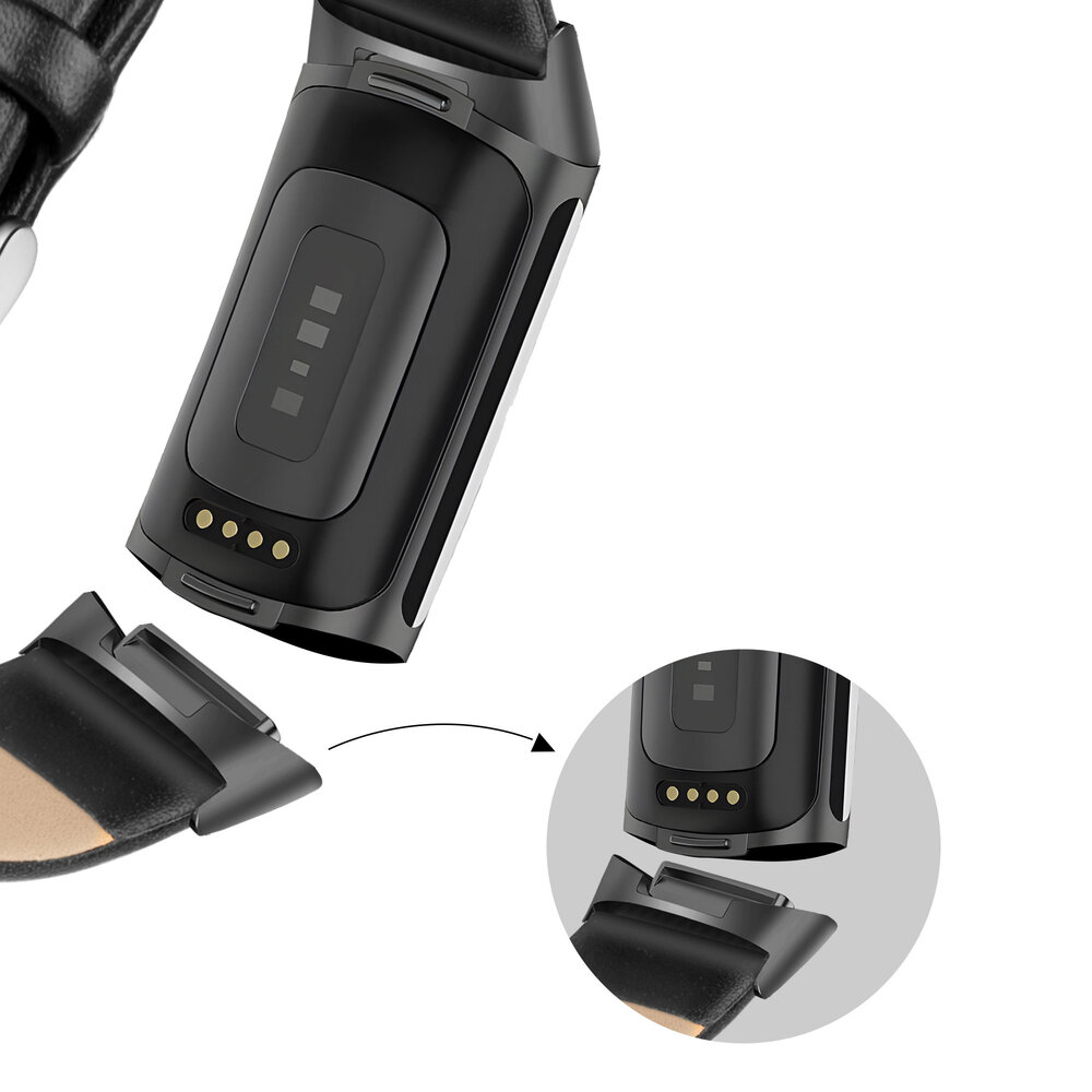 Bandz Bandz Fitbit Charge 5 Echtleder Armband (Schwarz) Bandz Bandz Fitbit Charge 5 Echtleder Armband (Schwarz)