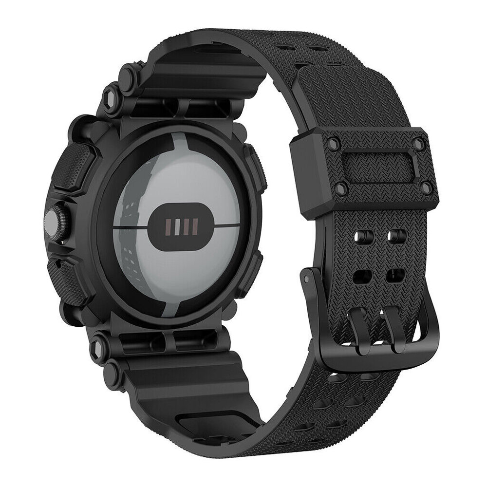 Strap-it® Strap-it Google Pixel Watch 1/2 TPU Armband mit Rahmen (Schwarz)