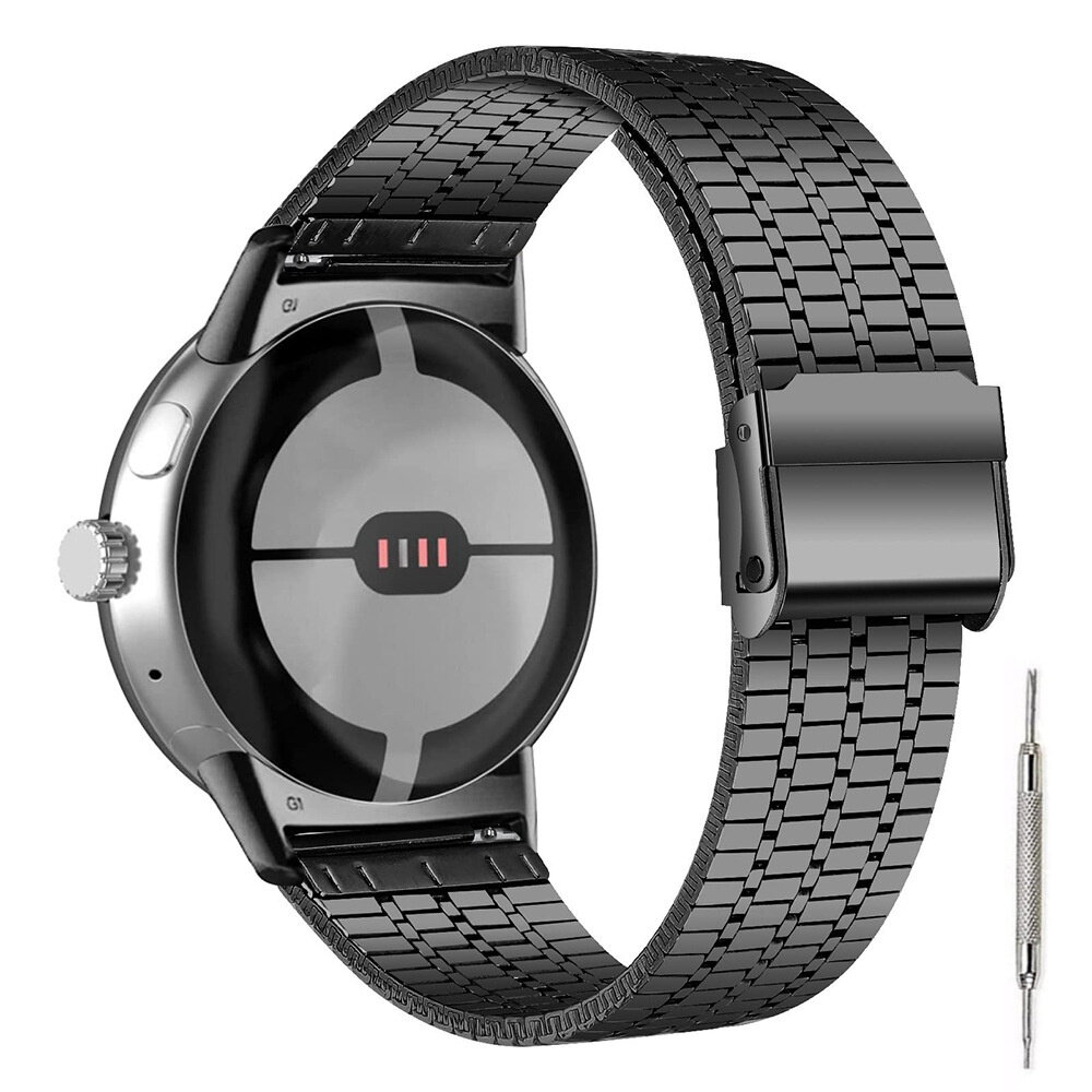 Strap-it® Strap-it Google Pixel Watch 1/2 Edelstahlarmand (Schwarz)