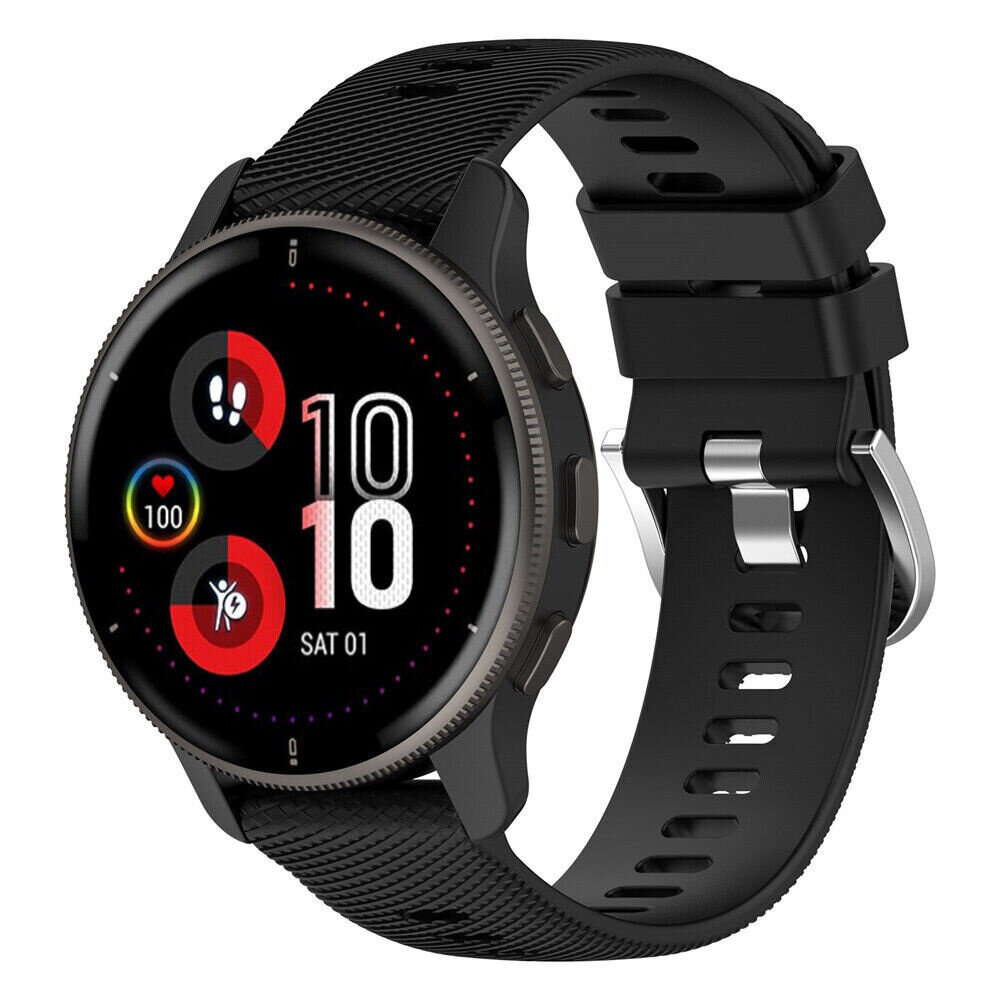 Strap-it® Strap-it Garmin Venu 2 Plus Silikon Armband (Schwarz)