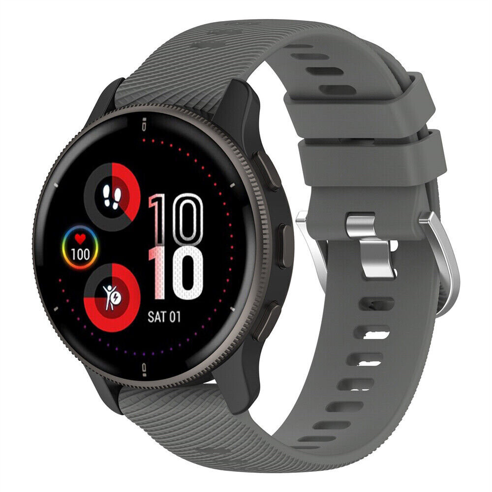 Strap-it® Strap-it Garmin Venu 2 Plus Silikon Armband (Dunkelgrau)