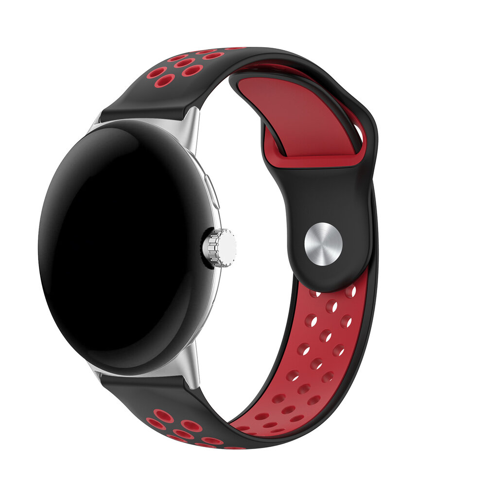 Strap-it® Strap-it Google Pixel Watch 1/2 Sport Armband (Schwarz/Rot)