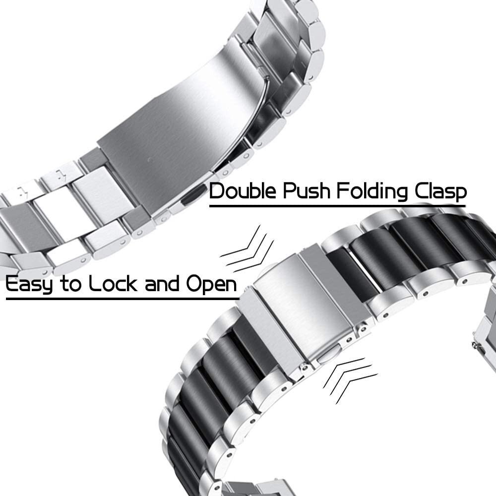 Strap-it® Strap-it Huawei Watch GT 4 - 41mm Stahlarmband (Silber/Schwarz)