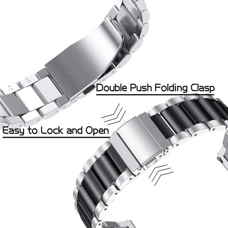 Strap-it® Strap-it Huawei Watch GT 4 - 41mm Stahlarmband (Silber/Schwarz)