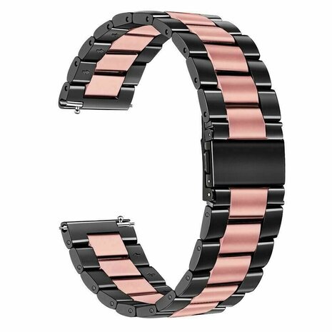 Strap-it® Strap-it Huawei Watch GT 4 - 41mm Stahlarmband (Schwarz/Rosa)