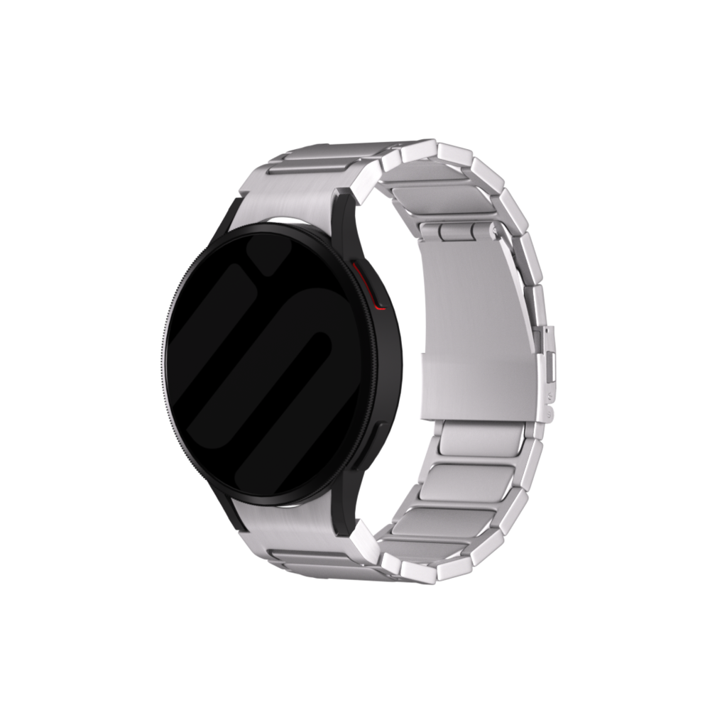 Strap-it® Strap-it Samsung Galaxy Watch 4 Classic 42mm 'One push' Luxus Titan Armband (Silber)