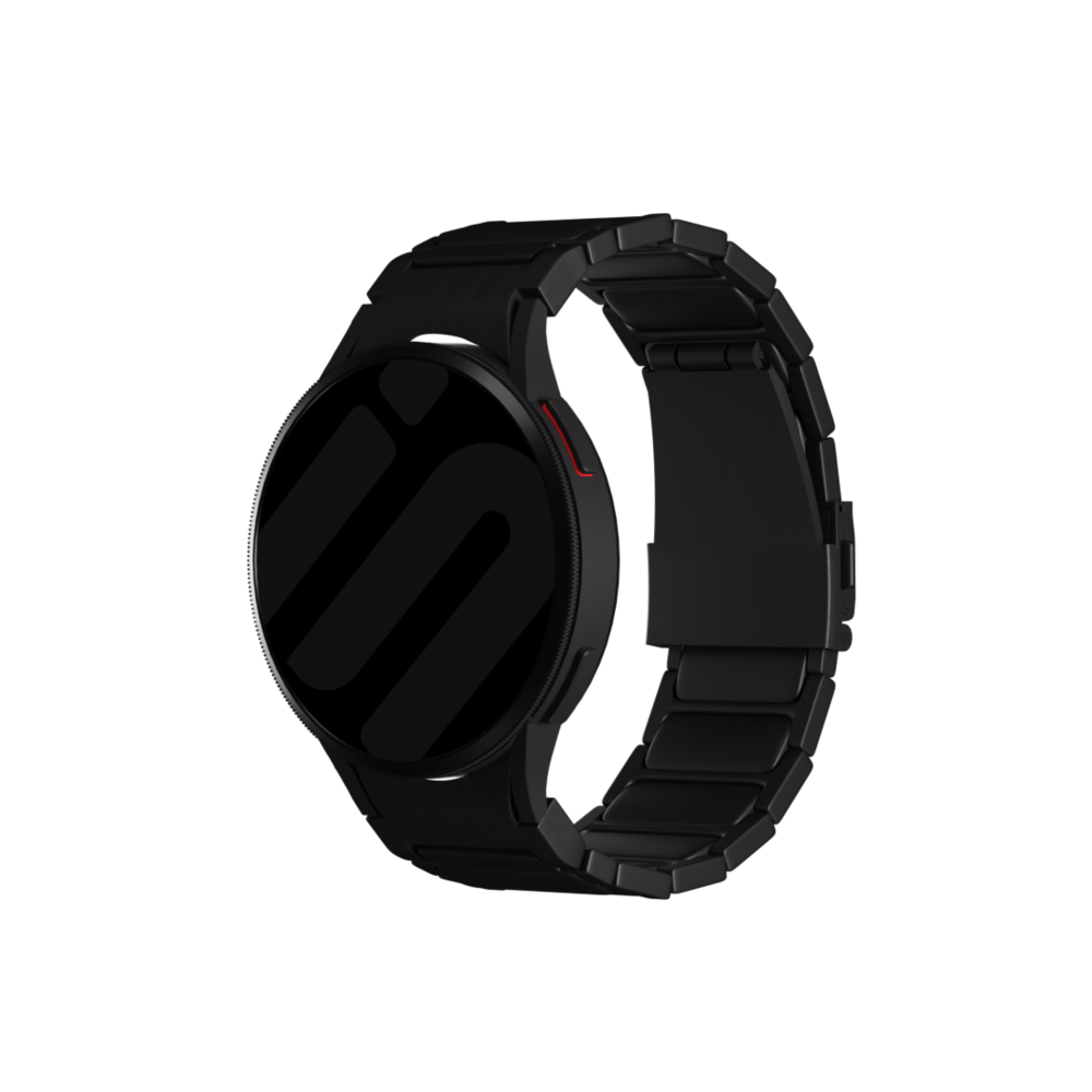 Strap-it® Strap-it Samsung Galaxy Watch 6 44mm 'One push' Luxus Titan Armband (Schwarz)
