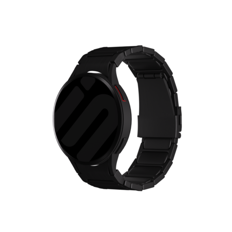 Strap-it® Strap-it Samsung Galaxy Watch 6 44mm 'One push' Luxus Titan Armband (Schwarz)