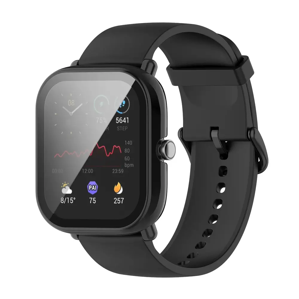 Strap-it® Strap-it Amazfit Bip U (Pro) PC-Hülle mit Glas (Schwarz) Strap-it® Strap-it Amazfit Bip U (Pro) PC-Hülle mit Glas (Schwarz)