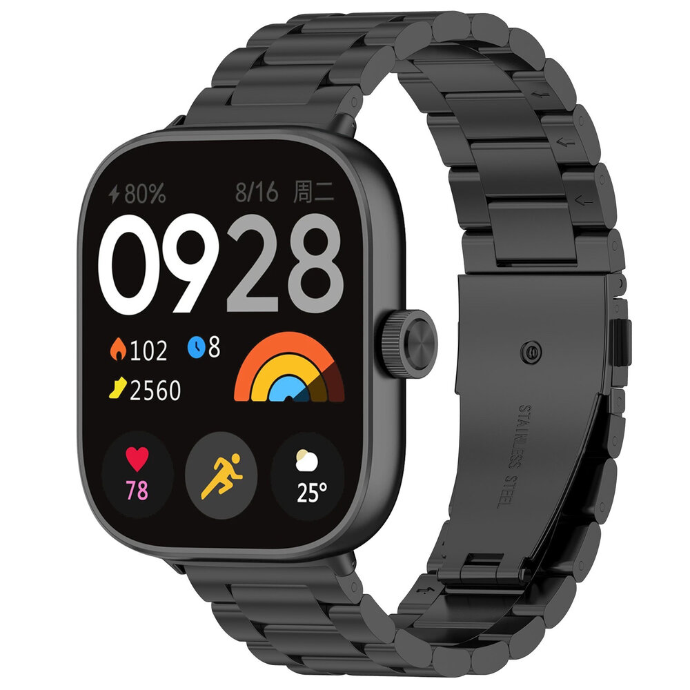 Strap-it® Strap-it Redmi Watch 4 Stahlarmband (Schwarz)