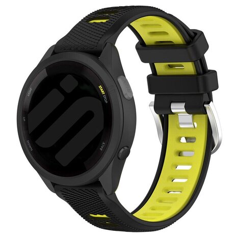 Strap-it® Strap-it Garmin Forerunner 265 Sport Armband mit Schnalle (Schwarz/Gelb)