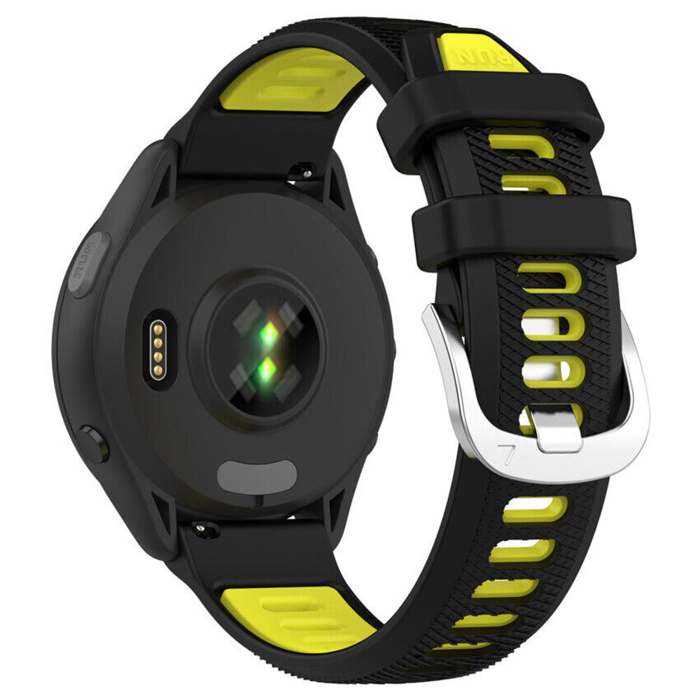 Strap-it® Strap-it Garmin Forerunner 265 Sport Armband mit Schnalle (Schwarz/Gelb)