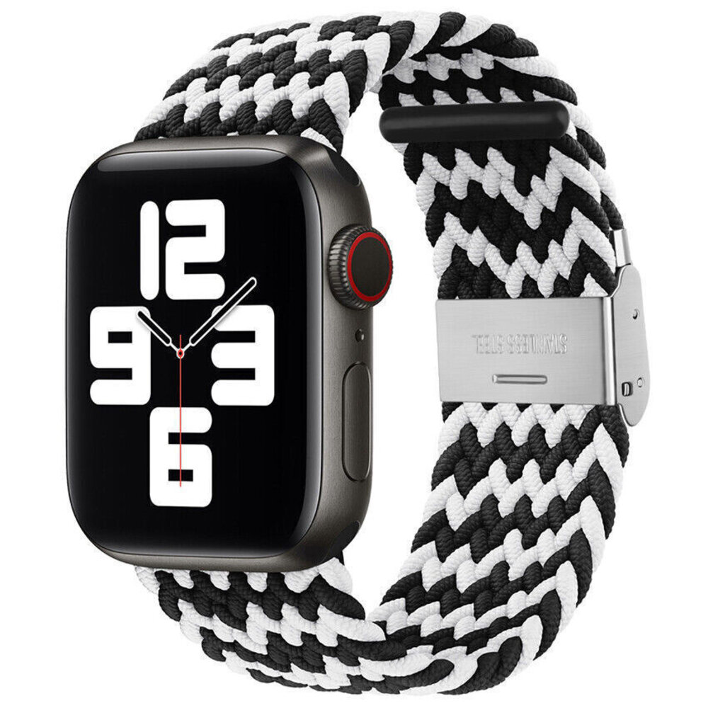 Strap-it® Strap-it Apple Watch geflochtenes Armband (Schwarz/Weiß)