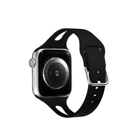 Strap-it® Strap-it Apple Watch schlankes Silikonband (Schwarz)