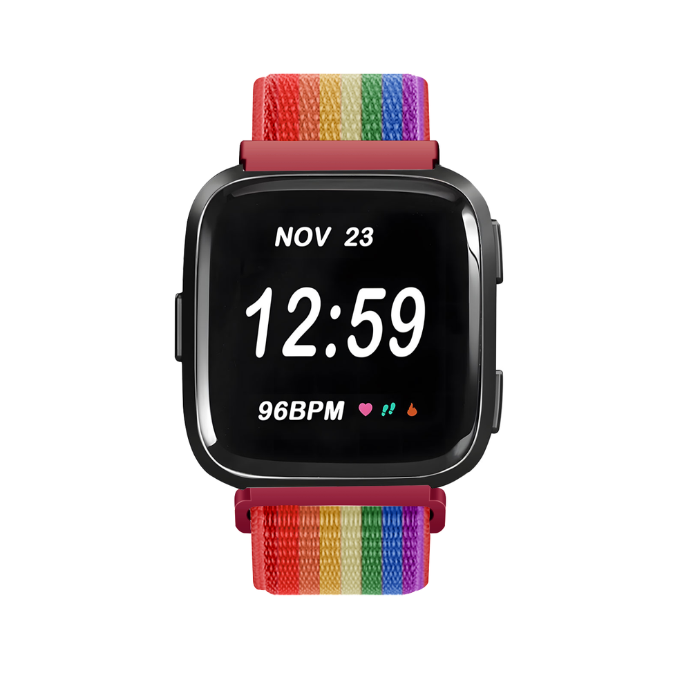 Strap-it® Strap-it Fitbit Versa / Versa 2 Armband Nylon (Regenbogen) Strap-it® Strap-it Fitbit Versa / Versa 2 Armband Nylon (Regenbogen)
