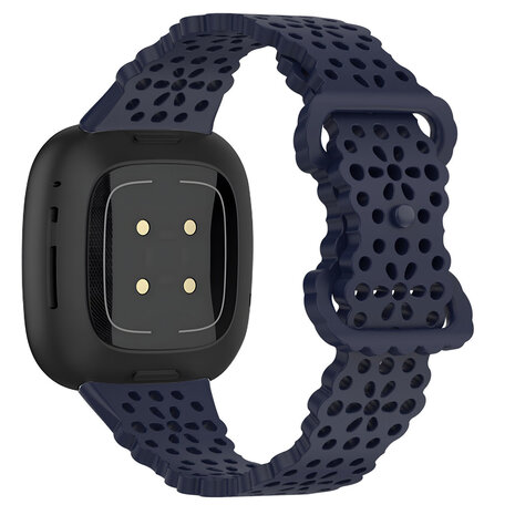Strap-it® Strap-it Fitbit Versa 3 Silikonarmband mit Muster (Dunkelblau)
