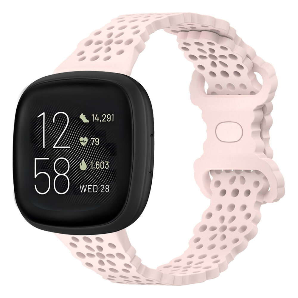 Strap-it® Strap-it Fitbit Versa 3 Silikonarmband mit Muster (Hellrosa)