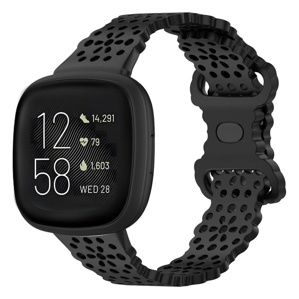 Strap-it® Strap-it Fitbit Versa 3 Silikonarmband mit Muster (Schwarz) Strap-it® Strap-it Fitbit Versa 3 Silikonarmband mit Muster (Schwarz)