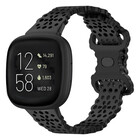 Strap-it® Strap-it Fitbit Versa 3 Silikonarmband mit Muster (Schwarz)